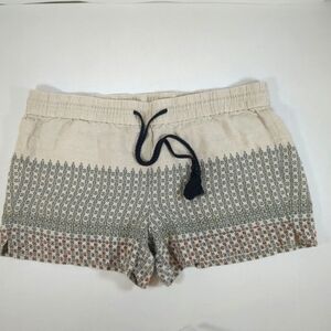 Loft Women's Beaded Drawstring Linen Patterned Shorts , Size L